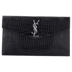 Saint Laurent Uptown Pouch Crocodile Embossed Leather