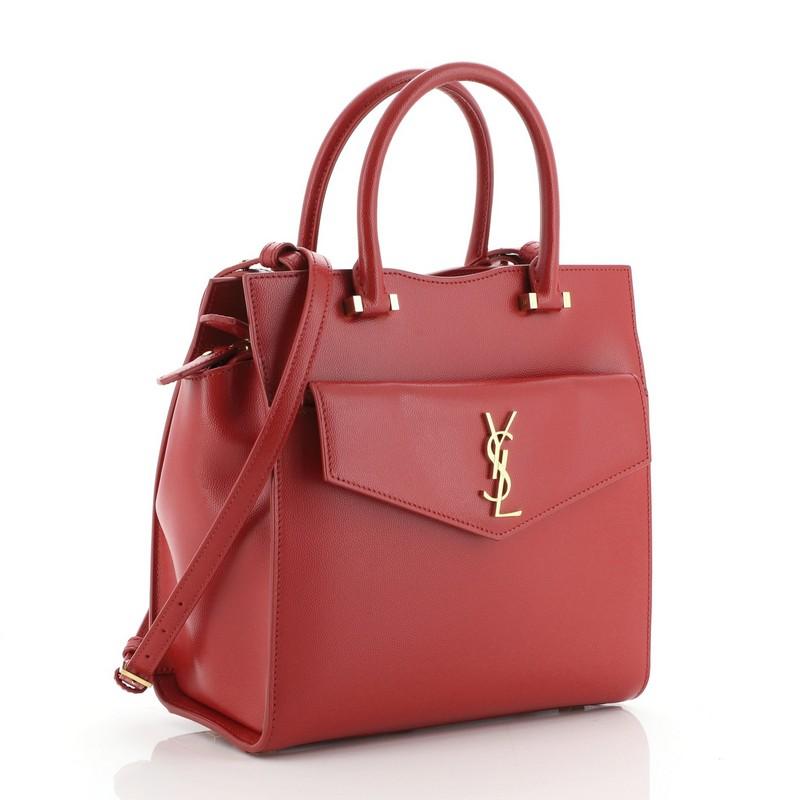 Red Saint Laurent Uptown Tote Leather Small