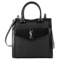 Saint Laurent Uptown Tote Raffia with Leather Small