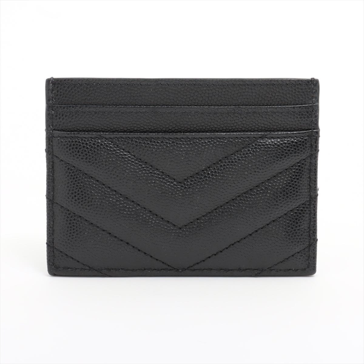 Saint Laurent V Stitch Leather Card Case Black In Good Condition For Sale In Indianapolis, IN