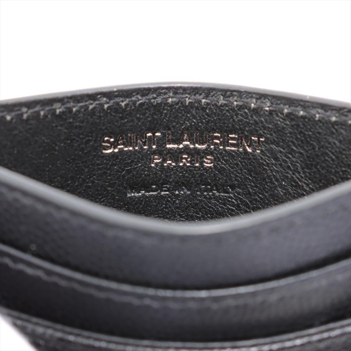 Saint Laurent V Stitch Leather Card Case Black For Sale 5