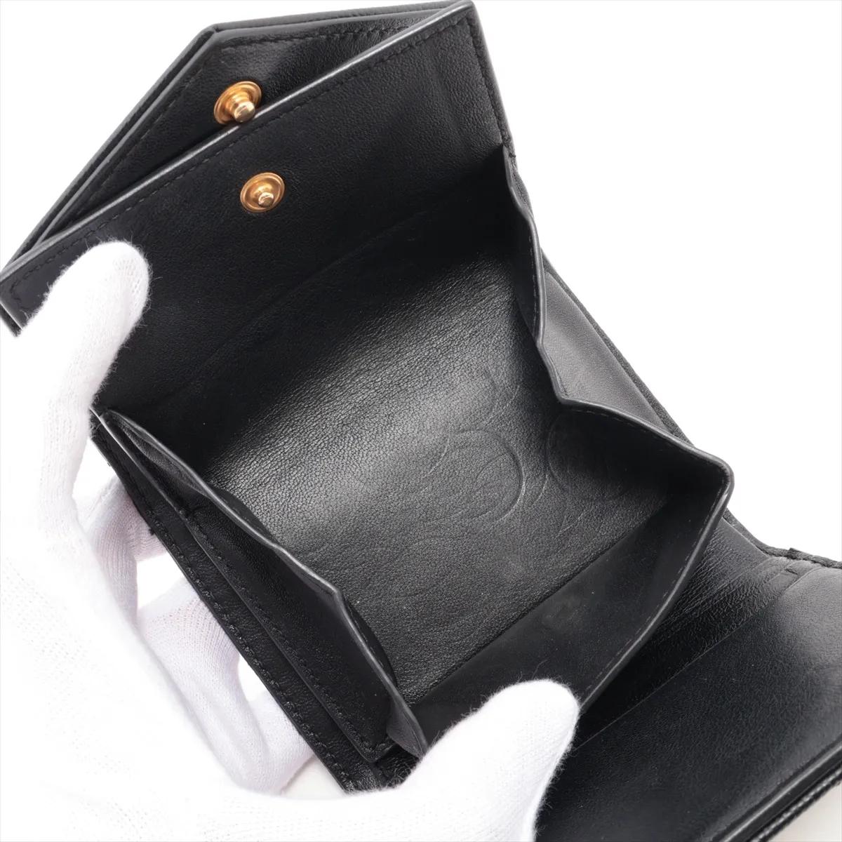 Saint Laurent V Stitch Leder Portemonnaie Kompakt Schwarz im Angebot 4