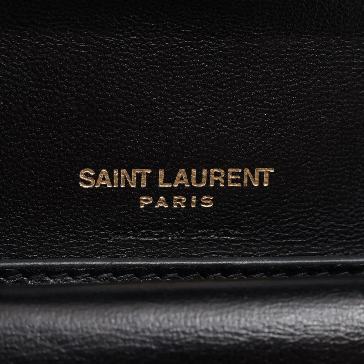Saint Laurent V Stitch Leder Portemonnaie Kompakt Schwarz im Angebot 5