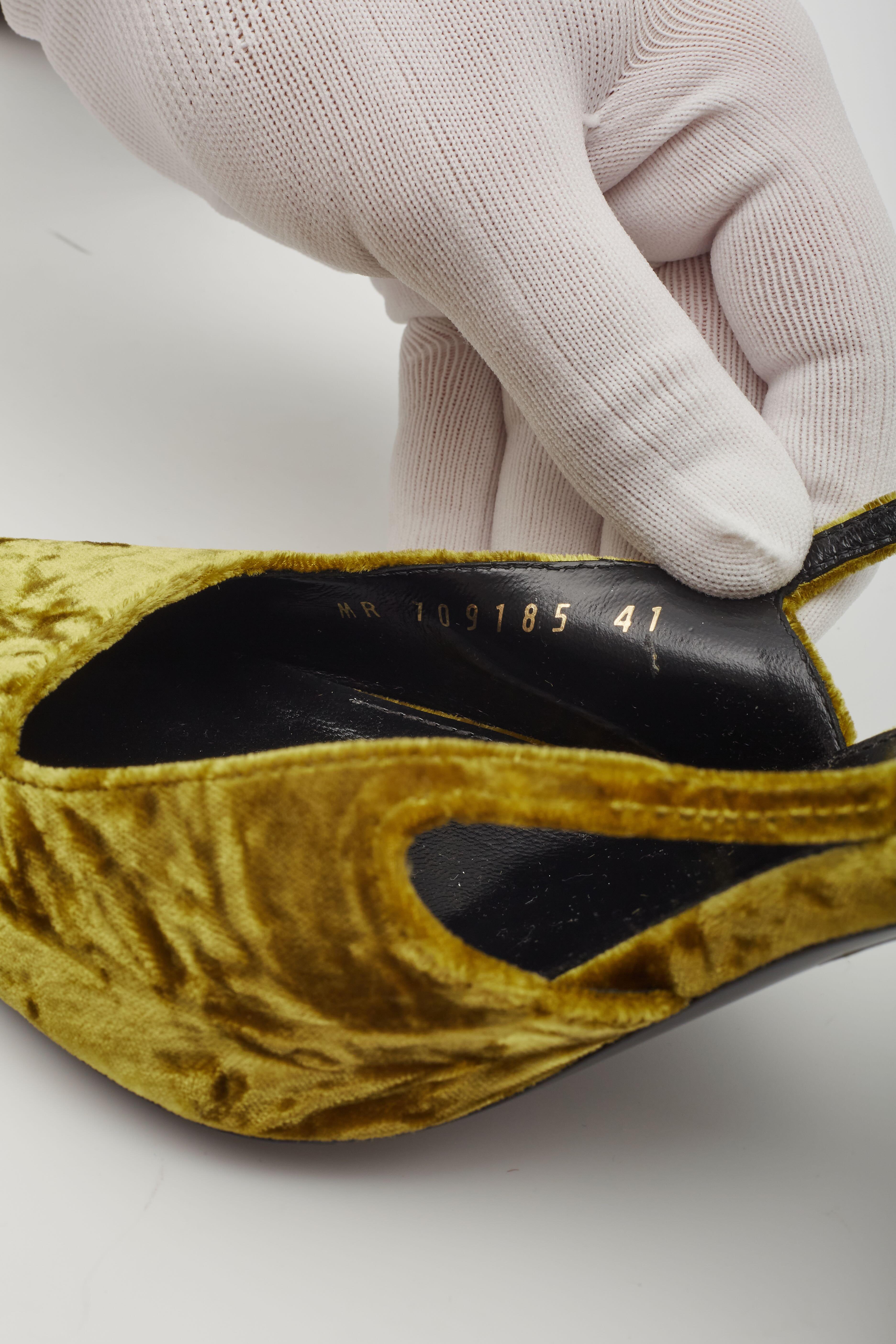 Saint Laurent Velvet Tom Dream Slingback Heels Mustard Yellow EU 41 For Sale 2