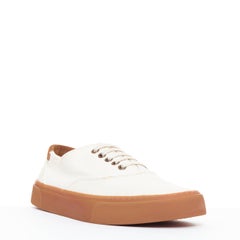 SAINT LAURENT Venice cream gum lace up low skate sneakers EU40
