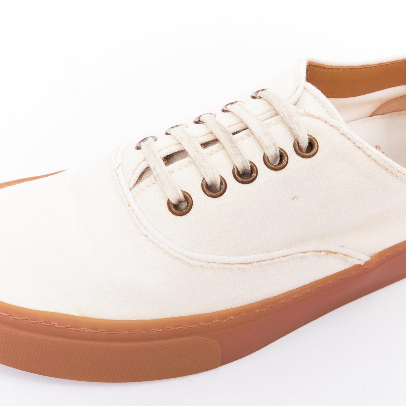 SAINT LAURENT Venice cream gum lace up low skate sneakers EU40 en vente 3