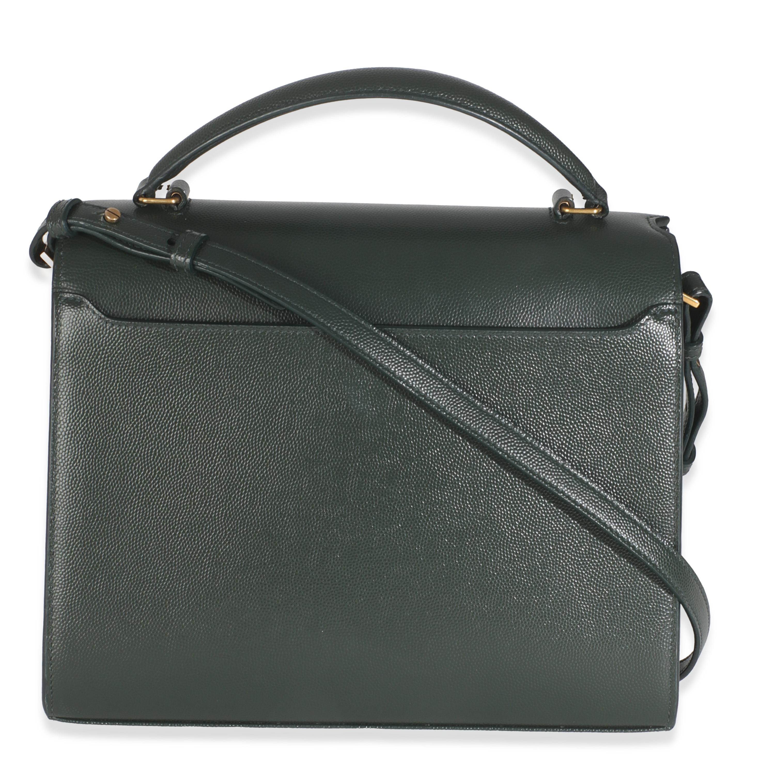 Listing Title: Saint Laurent Vert Fonce Grain De Poudre Medium Cassandra Top Handle Bag
SKU: 145823
Condition: Pre-owned 
Handbag Condition: Very Good
Condition Comments: Item is in very good condition with minor signs of wear. Scuffs and wear along
