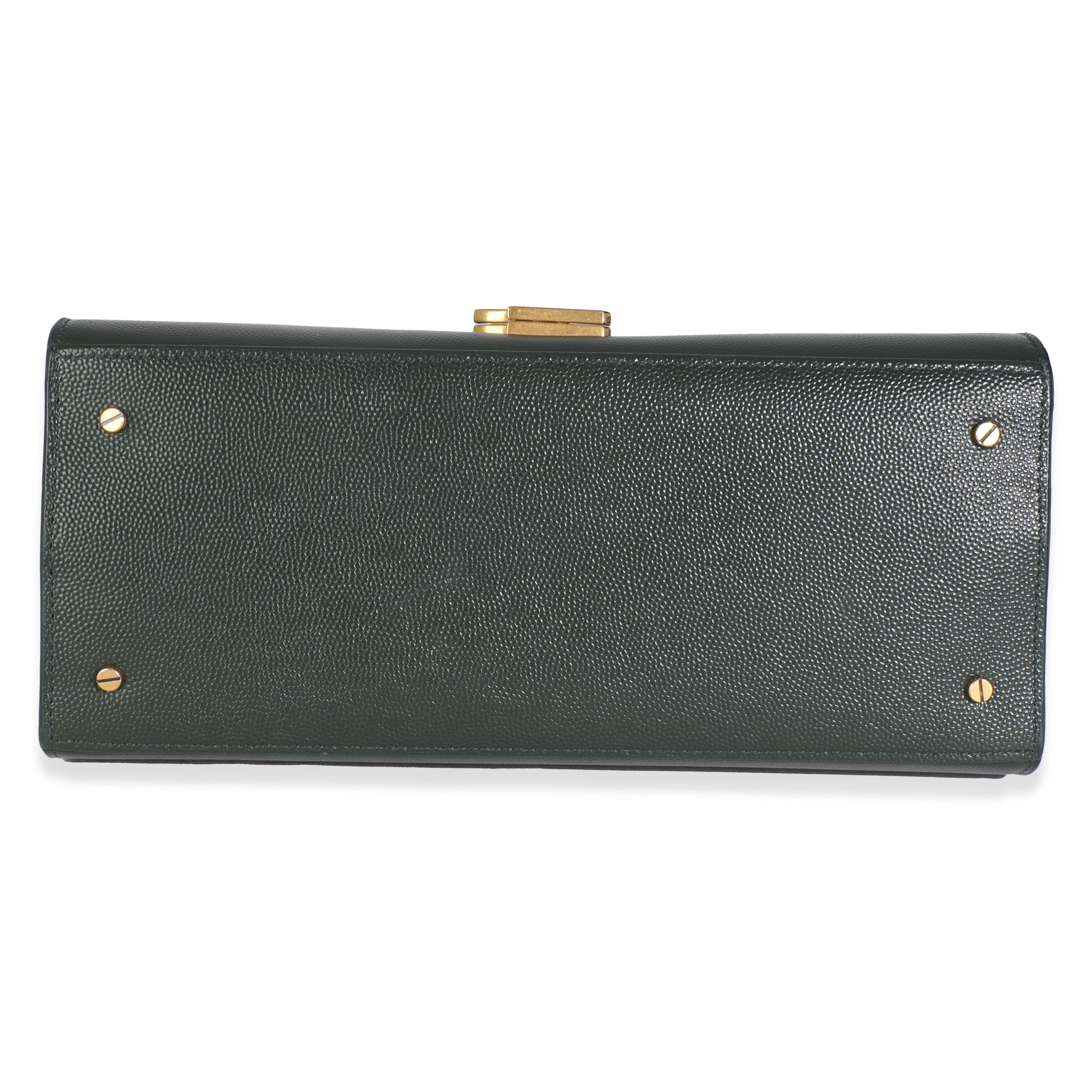 Saint Laurent Vert Fonce Grain De Poudre Medium Cassandra Top Handle Bag For Sale 2