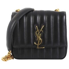 Saint Laurent Vicky Crossbody Bag Vertical Quilted Leather Medium
