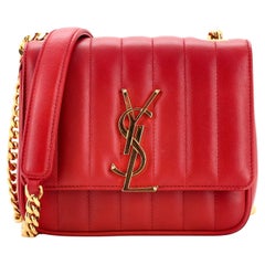 Saint Laurent Vicky Crossbody Bag Vertical Quilted Leather Small