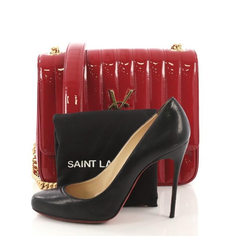 Saint Laurent Vicky Crossbody Bag Vertical Quilted Patent Large at 1stDibs