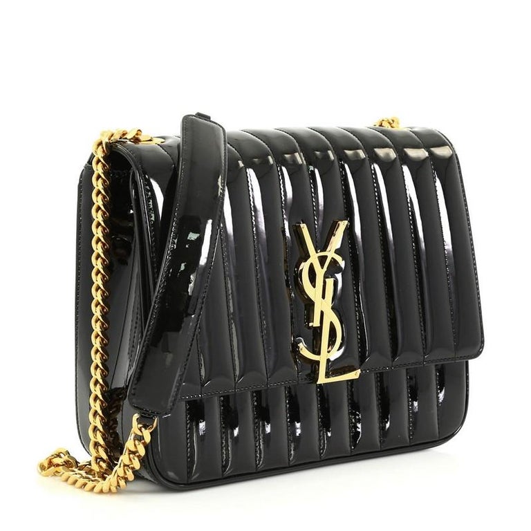 Vicky Monogram Ysl Small Quilted Patent Leather Crossbody Bag