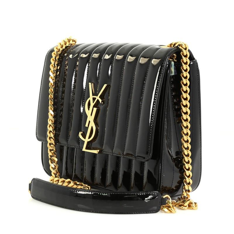 Saint Laurent Vicky Crossbody Bag Vertical Quilted Patent Large at