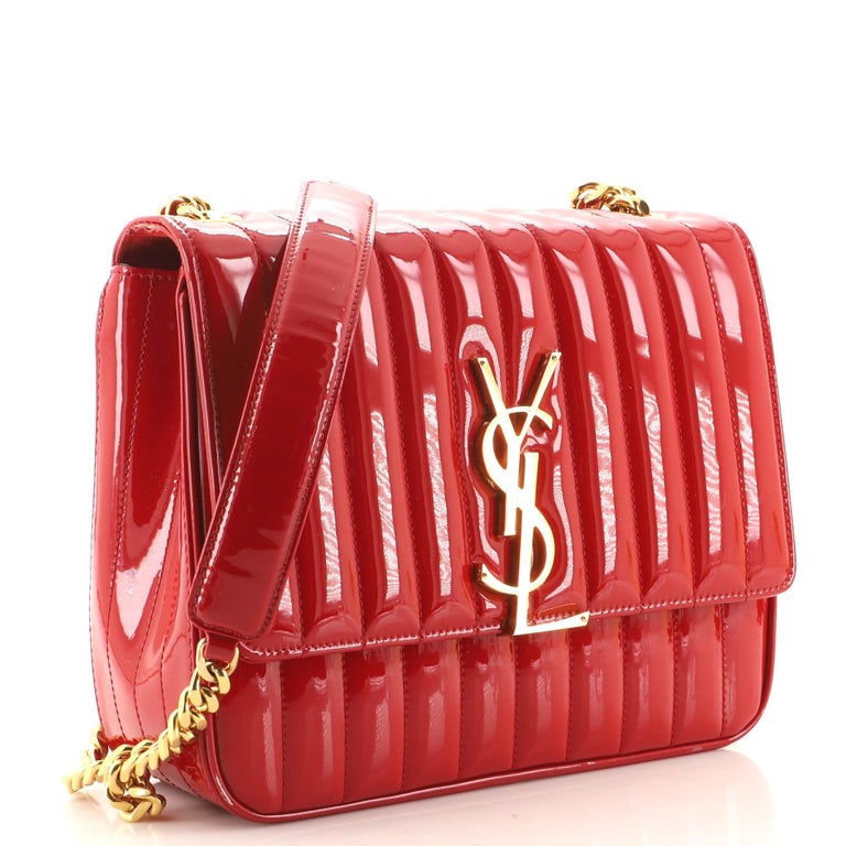 Saint Laurent Vicky Crossbody Bag Vertical Quilted Patent Large at 1stDibs