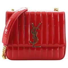 Saint Laurent Vicky Crossbody Bag Vertical Quilted Patent Large