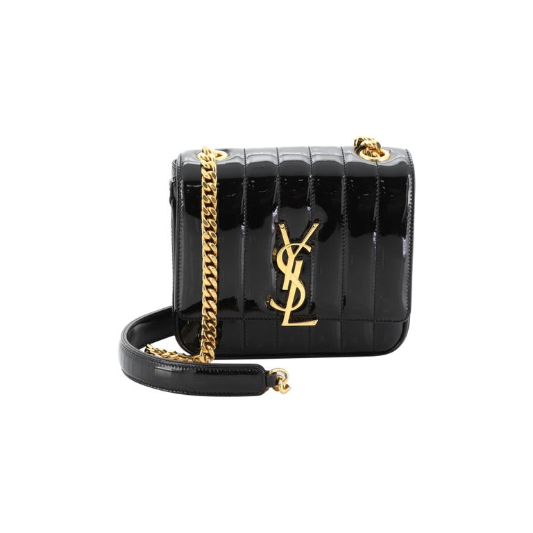 Saint Laurent Vicky Crossbody Bag Vertical Quilted Patent Small at 1stDibs