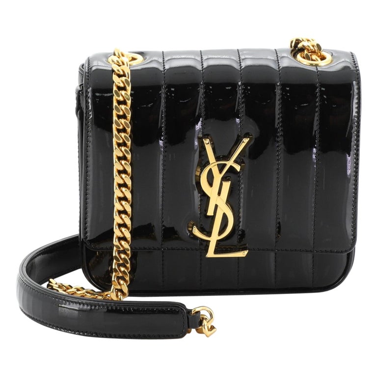 Saint Laurent Vicky Crossbody Bag Vertical Quilted Patent Small at 1stDibs