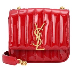 Saint Laurent Vicky Small Quilted Patent Leather Shoulder Bag 