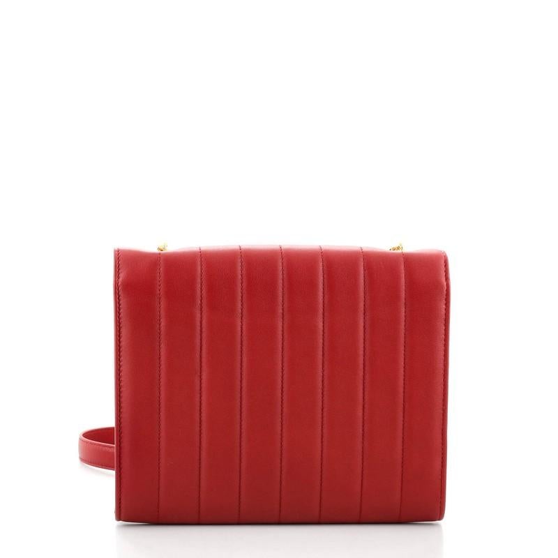 Red Saint Laurent Vicky Wallet on Chain Vertical Quilted Leather