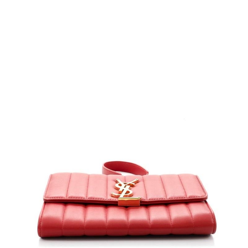 Saint Laurent Saint Laurent Vicky Brieftasche an Kette Vertikales gestepptes Leder für Damen oder Herren