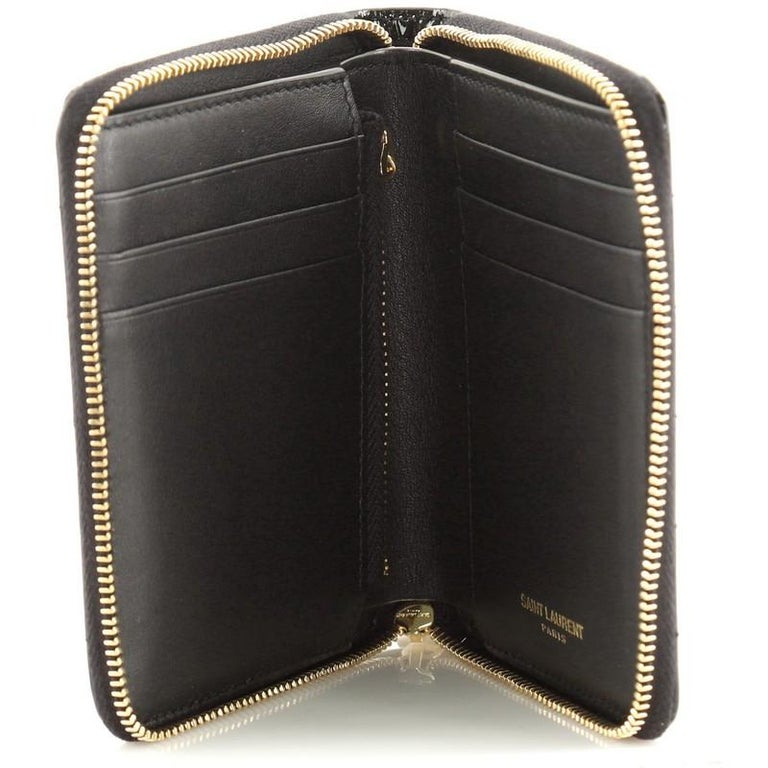 Saint Laurent Vicky Zip Wallet Vertical Quilted Patent Compact at 1stDibs