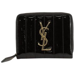 Saint Laurent Vicky Zip Wallet Vertical Quilted Patent Compact