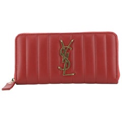Saint Laurent Vicky Zippy Wallet Vertical Quilted Leather Long