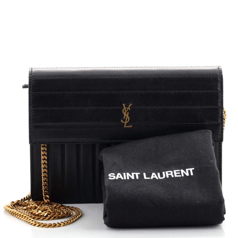 Saint Laurent Victoire Chain Wallet Quilted Leather at 1stDibs