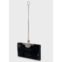 Saint Laurent Clutch vintage de terciopelo negro con cadena