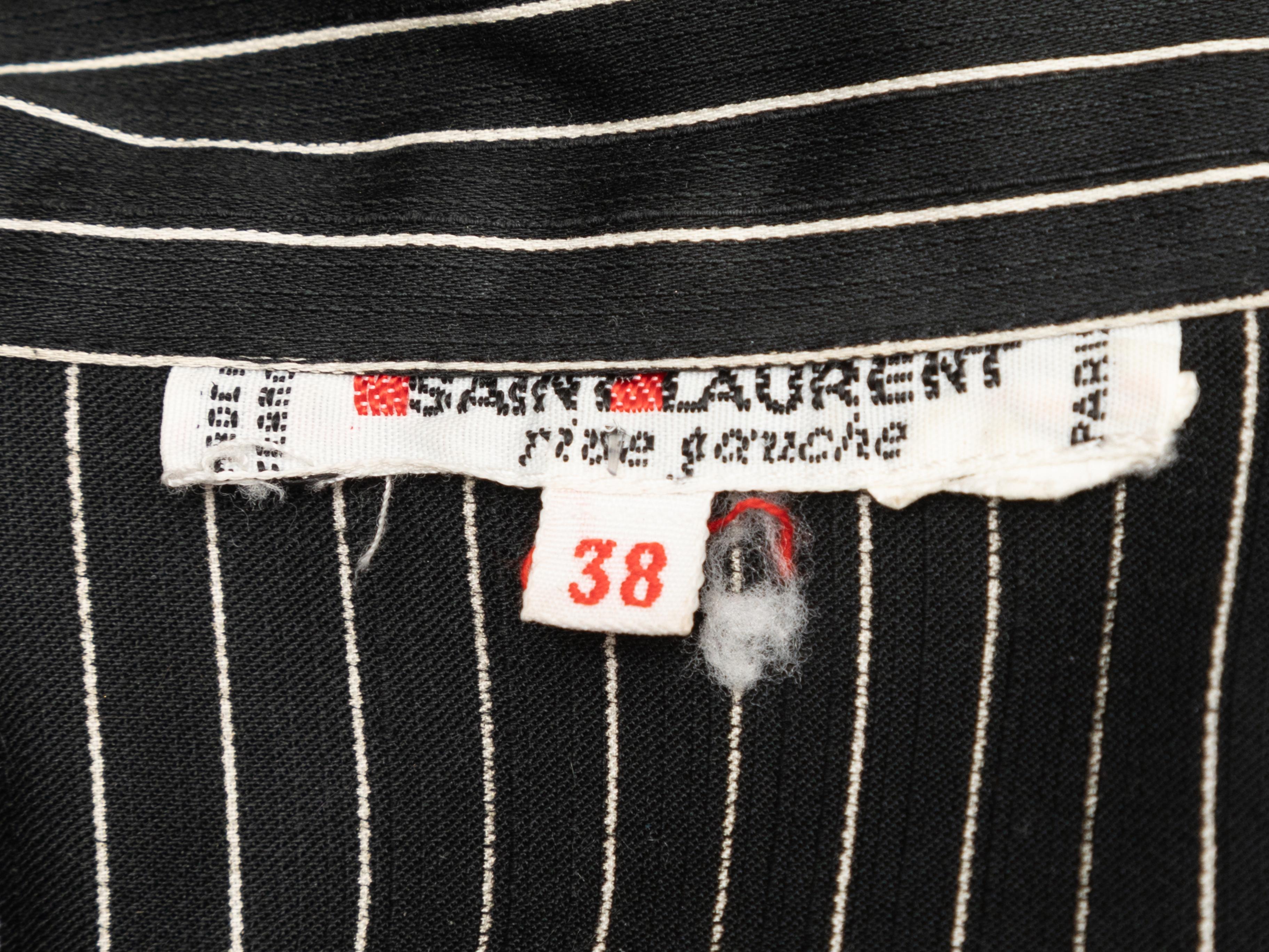 Saint Laurent Vintage Black & White Pinstripe Button-Up Top For Sale 1