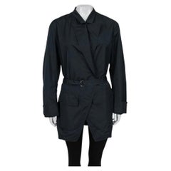 Saint Laurent Vintage Blue Polyester Trench Coat Sz.42 Fitted Design
