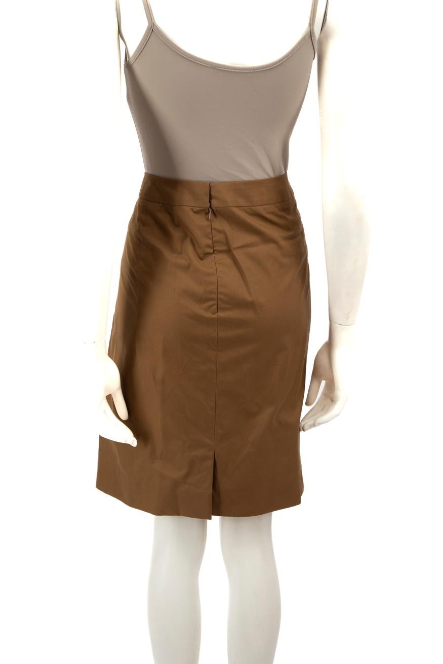 Saint Laurent Vintage Brown Knee Length Skirt Size XXL In Good Condition For Sale In London, GB