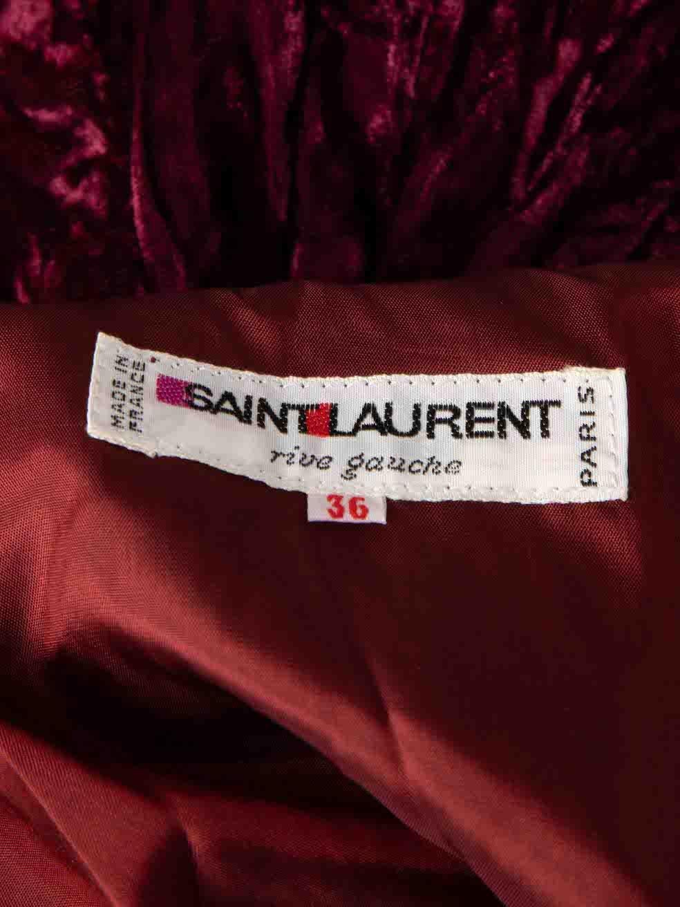 Saint Laurent Vintage Burgundy Crushed Velvet Maxi Skirt Size S In Excellent Condition For Sale In London, GB