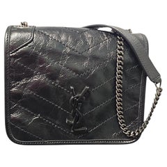 Saint Laurent Vintage Crinkled Calfskin Niki Wallet On Chain