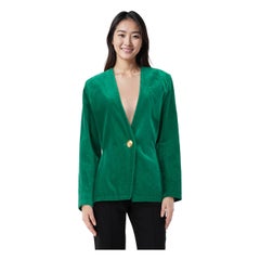 Saint Laurent Vintage Green Collarless Blazer Size XL Saint Laurent Vintage Green Collarless Blazer Size XL