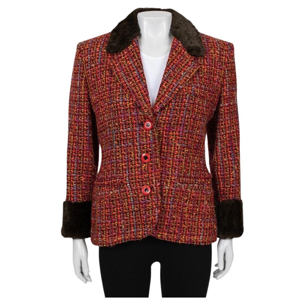 Saint Laurent Vintage Multicolor Tweed Jacket - 42/ XL
