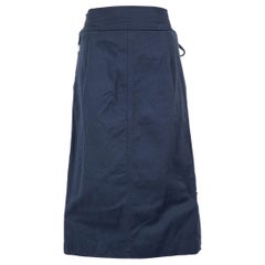 Saint Laurent Vintage Navy Button Detail Midi Skirt Size L