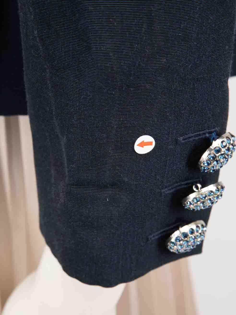 Women's Saint Laurent Vintage Navy Embellished Button Jacket Size XXL For Sale