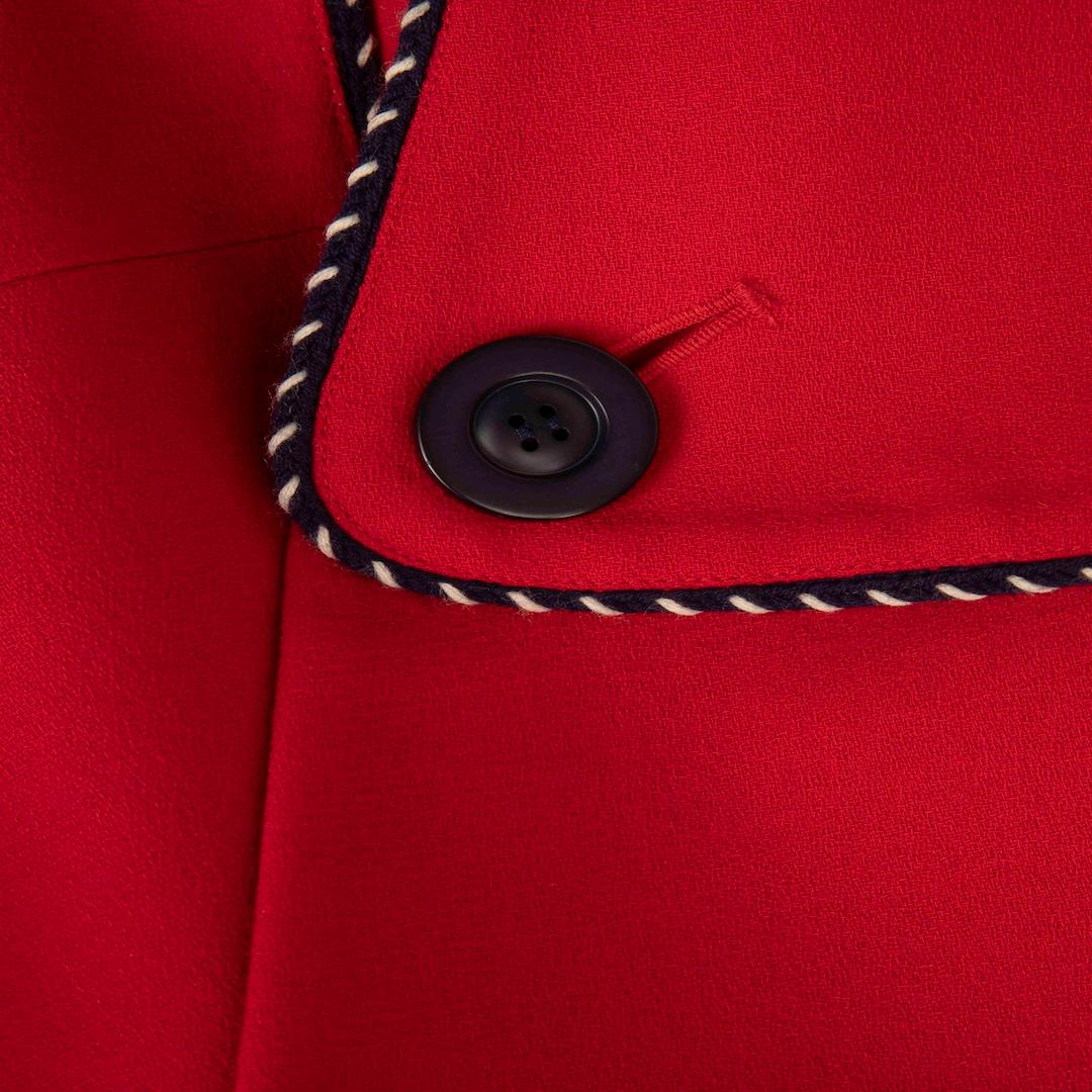Women's Saint Laurent Vintage Red Contrast Trim Blazer Size XL