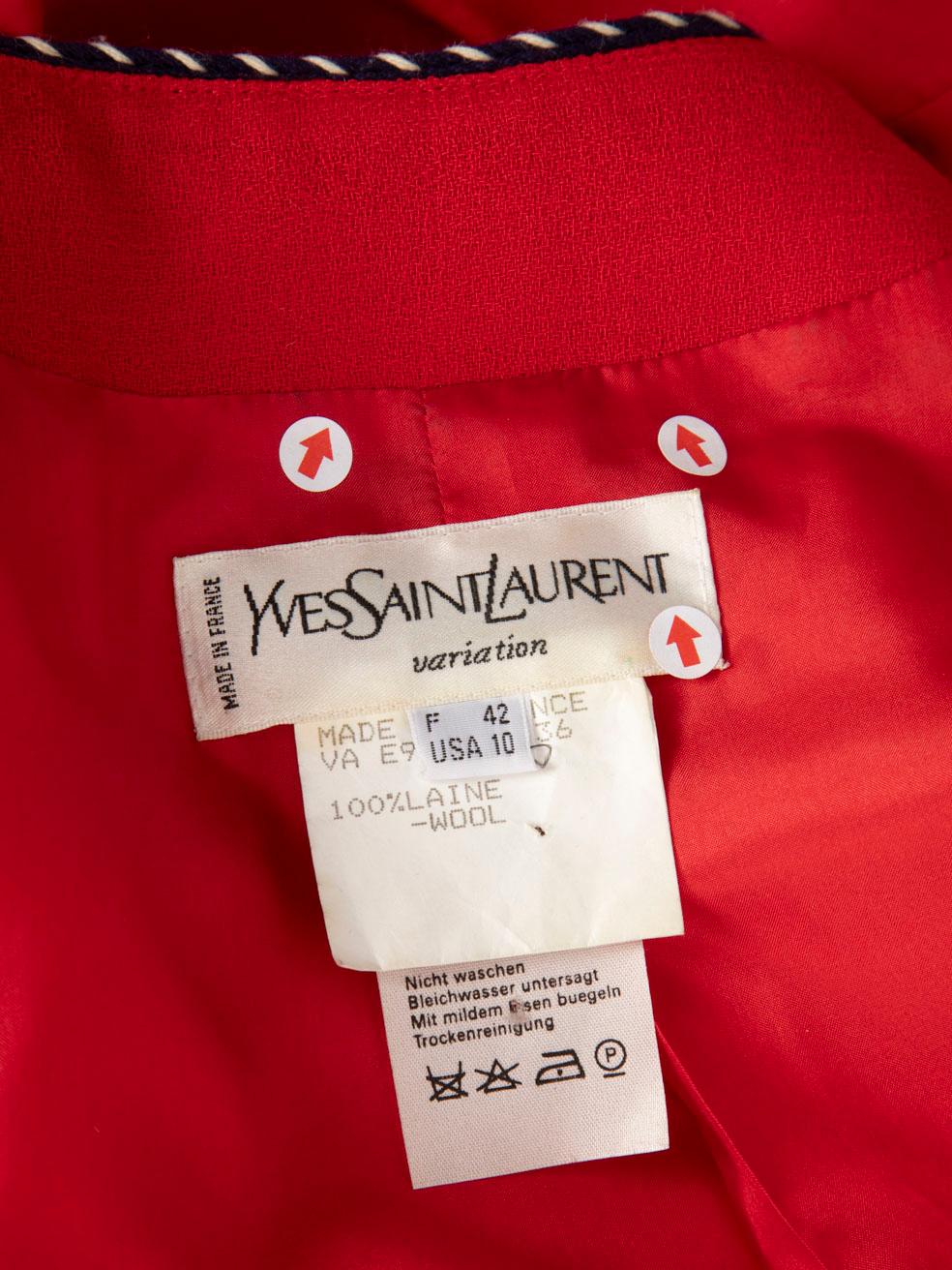 Saint Laurent Vintage Red Contrast Trim Blazer Size XL 3