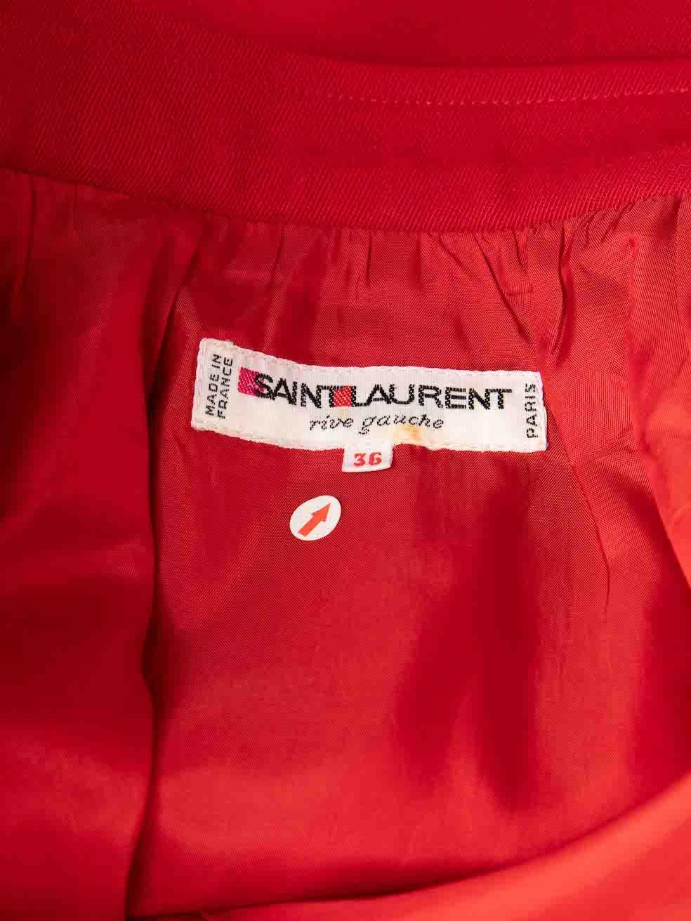 Saint Laurent Vintage Red Knee Length Pencil Skirt Size S For Sale 1
