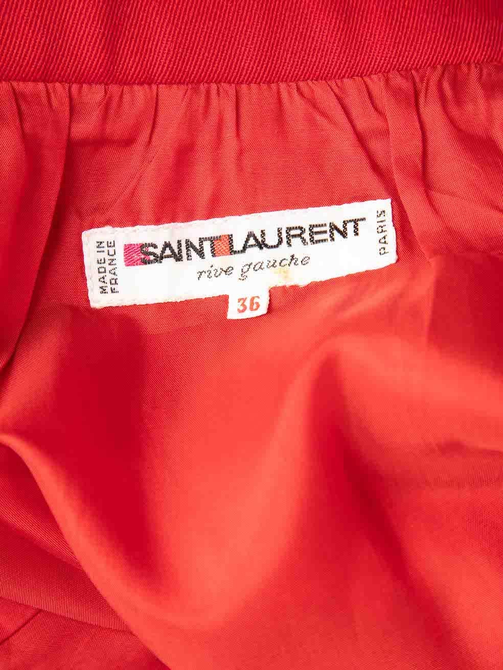 Saint Laurent Vintage Red Knee Length Pencil Skirt Size S For Sale 2