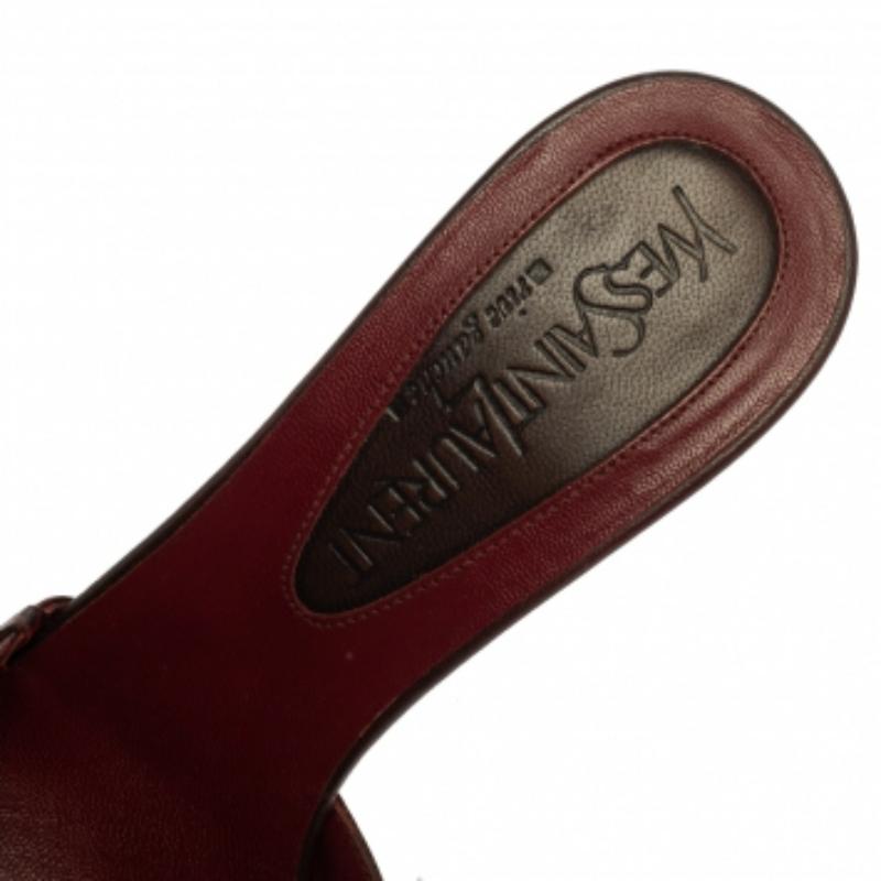 Women's Saint Laurent Vintage Two Tone Leather Open Toe Slide Sandals Size 36.5 For Sale