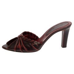 Saint Laurent Vintage Two Tone Leather Open Toe Slide Sandals Size 36.5