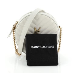 Saint Laurent Vinyle Round Camera Bag Matelasse Chevron Leather