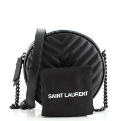 Saint Laurent Vinyle Round Camera Bag Matelasse Chevron Leather