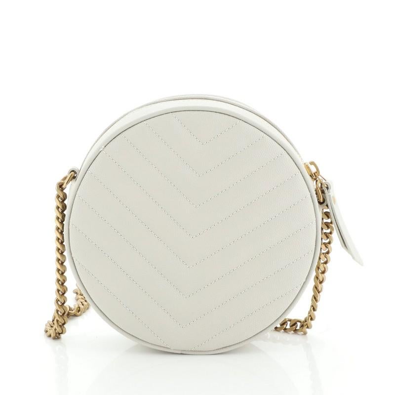 vinyle round camera bag in chevron-quilted grain de poudre embossed leather