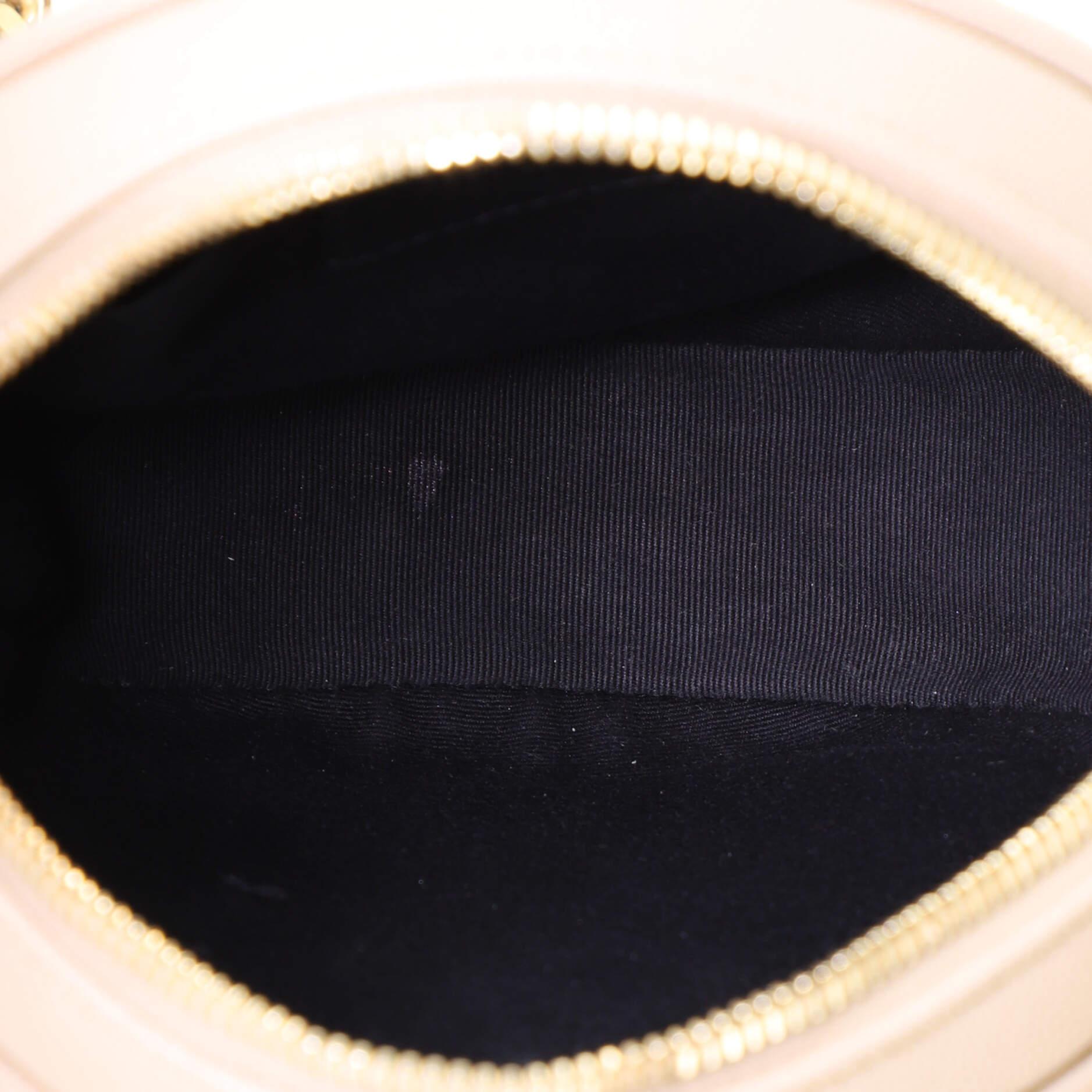 Beige Saint Laurent Vinyle Round Camera Bag Matelasse Chevron Leather
