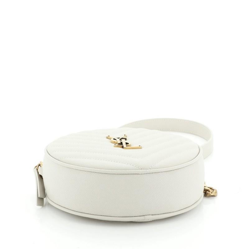 Beige Saint Laurent Vinyle Round Camera Bag Matelasse Chevron Leather