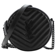 Saint Laurent Vinyle Round Camera Bag Matelasse Chevron Leather